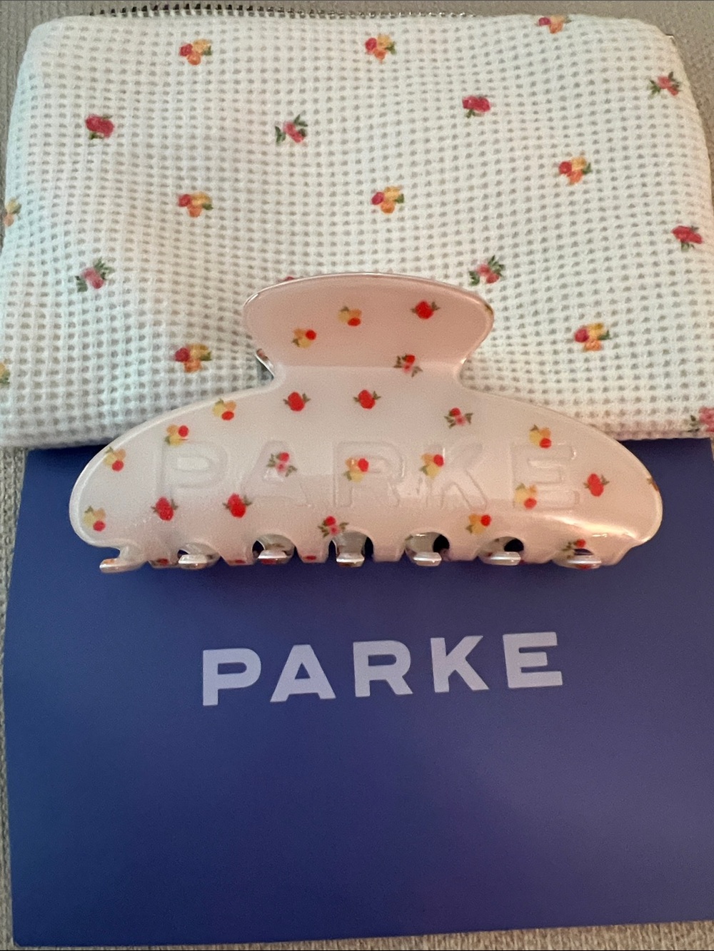 Parke Floral Hair Claw Clip Maggie & Emma w/ Floral Pouch New In Bag NWT